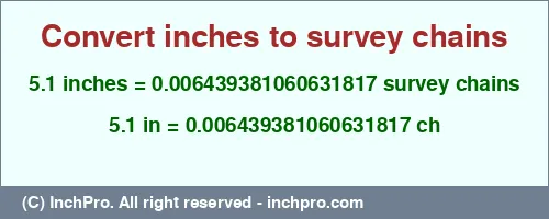 Result converting 5.1 inches to ch = 0.006439381060631817 survey chains