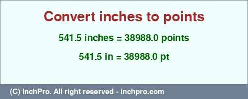 Result converting 541.5 inches to pt = 38988.0 points