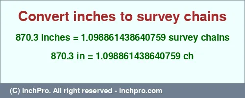 Result converting 870.3 inches to ch = 1.098861438640759 survey chains