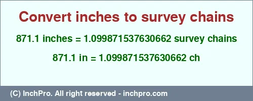 Result converting 871.1 inches to ch = 1.099871537630662 survey chains