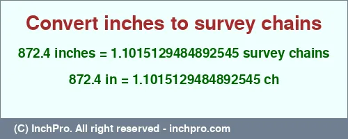 Result converting 872.4 inches to ch = 1.1015129484892545 survey chains