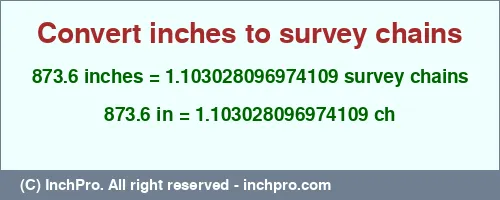 Result converting 873.6 inches to ch = 1.103028096974109 survey chains