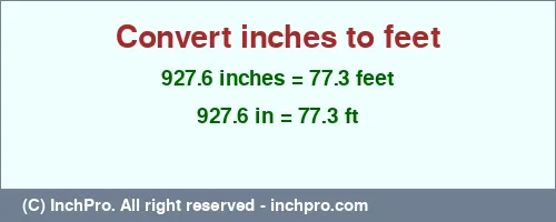 Result converting 927.6 inches to ft = 77.3 feet