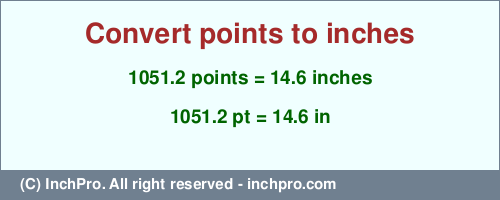 Result converting 1051.2 points to inches = 14.6 inches