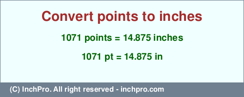 Result converting 1071 points to inches = 14.875 inches