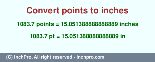 Result converting 1083.7 points to inches = 15.051388888888889 inches