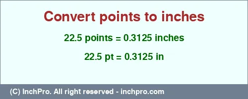 Result converting 22.5 points to inches = 0.3125 inches