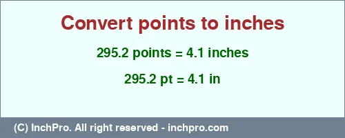 Result converting 295.2 points to inches = 4.1 inches