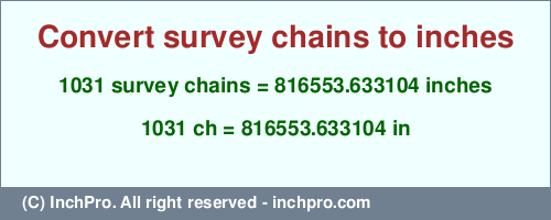 Result converting 1031 survey chains to inches = 816553.633104 inches