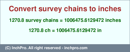 Result converting 1270.8 survey chains to inches = 1006475.6129472 inches