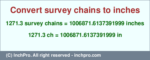 Result converting 1271.3 survey chains to inches = 1006871.6137391999 inches