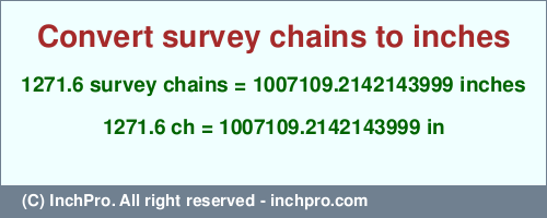 Result converting 1271.6 survey chains to inches = 1007109.2142143999 inches