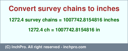 Result converting 1272.4 survey chains to inches = 1007742.8154816 inches