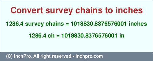 Result converting 1286.4 survey chains to inches = 1018830.8376576001 inches