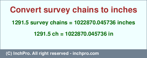 Result converting 1291.5 survey chains to inches = 1022870.045736 inches