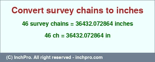 Result converting 46 survey chains to inches = 36432.072864 inches