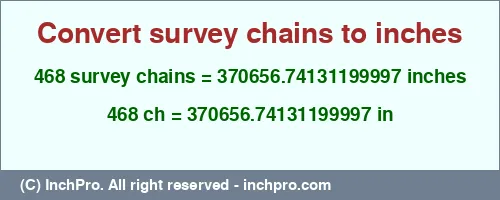 Result converting 468 survey chains to inches = 370656.74131199997 inches