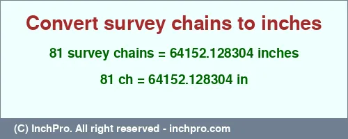81 survey chains to inches is equal to 64152.128304 (in) Result converting 81 survey chains to inches = 64152.128304 inches