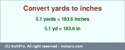 Result converting 5.1 yards to inches = 183.6 inches