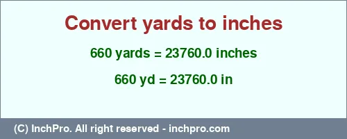 Result converting 660 yards to inches = 23760.0 inches