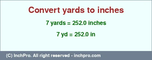Result converting 7 yards to inches = 252.0 inches